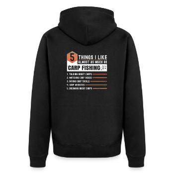 Carp Fishing Saying - Unisex Premium Organic Zip Hoodie - black - Back - Nico (187cm)