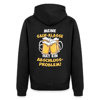 Abschluss Klasse Saufen Problem Bier - Unisex Premium Bio Zip Hoodie - Schwarz - Hinten - Nico (187cm)