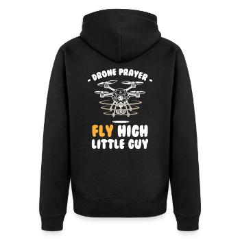 Drone Prayer Fly High little Guy - Unisex Premium Organic Zip Hoodie - black - Back - Nico (187cm)