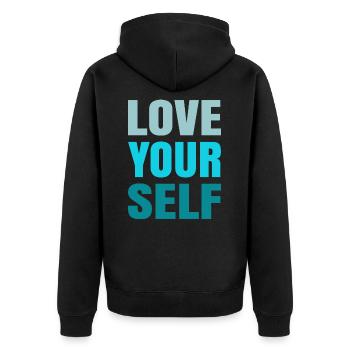 Love Yourself Positive Self Love Apparel - Unisex Premium Organic Zip Hoodie - black - Back - Nico (187cm)