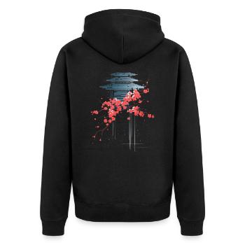 Cerisier japonais Fleurs de cerisier Vaporwave Glitch esthétique - Veste à capuche bio Premium Unisexe - noir - Dos - Nico (187cm)