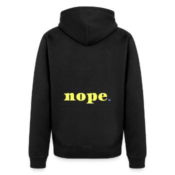 Nope Statement Spruch Ironie Minimal Stil - Unisex Premium Bio Zip Hoodie - Schwarz - Hinten - Nico (187cm)