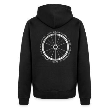 Gravel, Mountain Bike, Passion, Cycling - Unisex Premium Organic Zip Hoodie - black - Back - Nico (187cm)