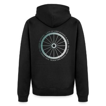 Gravel, Mountainbike, Leidenschaft, Radfahren - Unisex Premium Bio Zip Hoodie - Schwarz - Hinten - Nico (187cm)