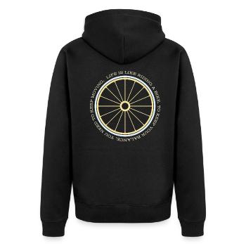 Gravel, Mountainbike, Geschenkidee, Radfahren - Unisex Premium Bio Zip Hoodie - Schwarz - Hinten - Nico (187cm)