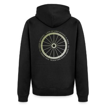 Gravel, Mountain Bike, Passion, Cycling - Unisex Premium Organic Zip Hoodie - black - Back - Nico (187cm)