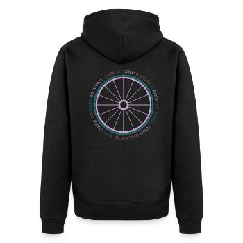 Gravel, Mountain Bike, Passion, Cycling - Unisex Premium Organic Zip Hoodie - black - Back - Nico (187cm)