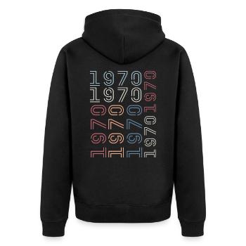 Geboren im Jahr 1970 Retro 1970er Jahre Geburtstagsgeschenk - Unisex Premium Bio Zip Hoodie - Schwarz - Hinten - Nico (187cm)