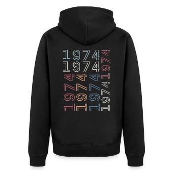 Né en 1974 Cadeau Anniversaire 1974 Retro 1974 - Veste à capuche bio Premium Unisexe - noir - Dos - Nico (187cm)