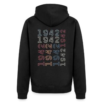 Jahrgang 1942 Geburtstagsgeschenk 1942 Retro 1942 - Unisex Premium Bio Zip Hoodie - Schwarz - Hinten - Nico (187cm)