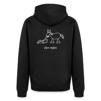 färt mäht, Pferd auf Rädern, Rasenmäher, Garten - Unisex Premium Bio Zip Hoodie - Schwarz - Hinten - Nico (187cm)