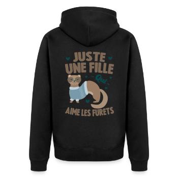 Juste Une Fille Qui Aime Les Furets Furet Animal - Veste à capuche bio Premium Unisexe - noir - Dos - Nico (187cm)