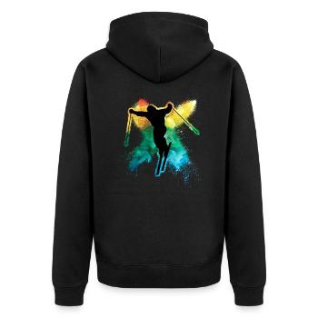 cooler Freeskiing Winterurlaub farbiges Ski - Unisex Premium Bio Zip Hoodie - Schwarz - Hinten - Nico (187cm)