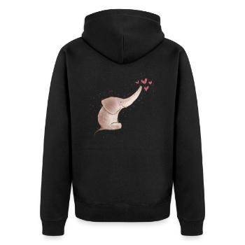 Elefanten Baby Süss T-Shirt Geschenkidee - Unisex Premium Bio Zip Hoodie - Schwarz - Hinten - Nico (187cm)
