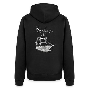 Borkum Insel Nordsee mit Segelschiff - Unisex Premium Bio Zip Hoodie - Schwarz - Hinten - Nico (187cm)
