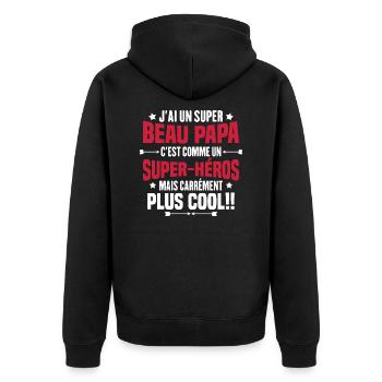 Super beau-papa c'est comme un super héros - Veste à capuche bio Premium Unisexe - noir - Dos - Nico (187cm)