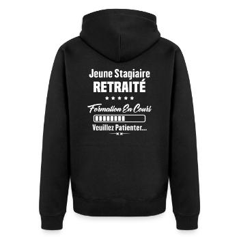Jeune stagiaire retraité formation en cours - Veste à capuche bio Premium Unisexe - noir - Dos - Nico (187cm)