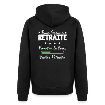 Jeune stagiaire retraite formation en cours - Veste à capuche bio Premium Unisexe - noir - Dos - Nico (187cm)