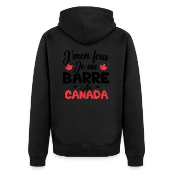 J'men fous je me barre au canada - Veste à capuche bio Premium Unisexe - noir - Dos - Nico (187cm)