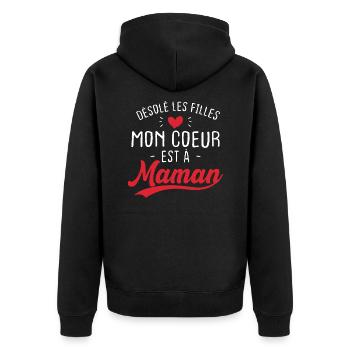 Désolé les filles mon coeur est à maman - Veste à capuche bio Premium Unisexe - noir - Dos - Nico (187cm)