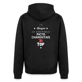 Le véritable Picto Charentais au top - Veste à capuche bio Premium Unisexe - noir - Dos - Nico (187cm)