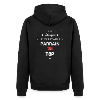 Le Véritable Parrain au top - Veste à capuche bio Premium Unisexe - noir - Dos - Nico (187cm)