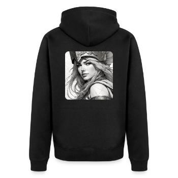 Fantasy Anime Fille Viking Germanique Trigues Moyen Âge - Veste à capuche bio Premium Unisexe - noir - Dos - Nico (187cm)