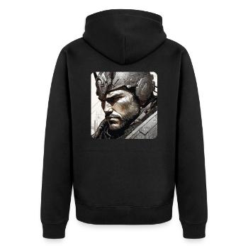 Krieger - Unisex Premium Bio Zip Hoodie - Schwarz - Hinten - Nico (187cm)