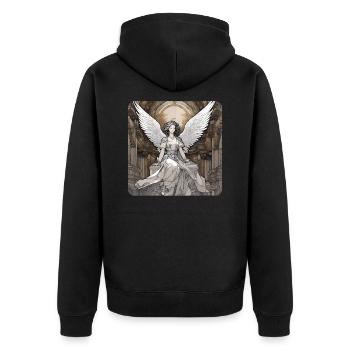 Cool Gothic Angel - Unisex Premium Organic Zip Hoodie - black - Back - Nico (187cm)