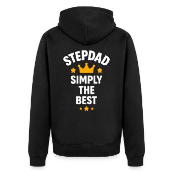 Stiefpapa einfach der Beste - Unisex Premium Bio Zip Hoodie - Schwarz - Hinten - Nico (187cm)