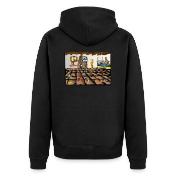 The Wolf and the Seven Young Kids - Unisex Premium Organic Zip Hoodie - black - Back - Nico (187cm)