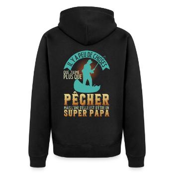 Pêcher drôle - pêcheur drôle - fete des pères - Veste à capuche bio Premium Unisexe - noir - Dos - Nico (187cm)