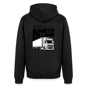 LKW 18 Meter - Unisex Premium Bio Zip Hoodie - Schwarz - Hinten - Nico (187cm)