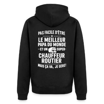 Super Papa Chauffeur routier chauffeur-routier - Veste à capuche bio Premium Unisexe - noir - Dos - Nico (187cm)