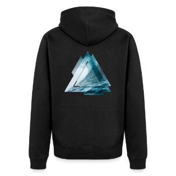 Triangle surfer wave - Unisex Premium Organic Zip Hoodie - black - Back - Nico (187cm)