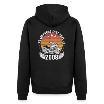 Les Légendes Sont Nées En 2009 - Veste à capuche bio Premium Unisexe - noir - Dos - Nico (187cm)