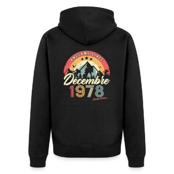 Cadeau D'anniversaire En Décembre 1978 Vintage - Veste à capuche bio Premium Unisexe - noir - Dos - Nico (187cm)