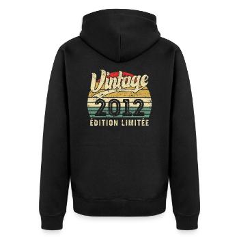 Cadeau D’anniversaire Vintage 2012 Édition Limitée - Veste à capuche bio Premium Unisexe - noir - Dos - Nico (187cm)