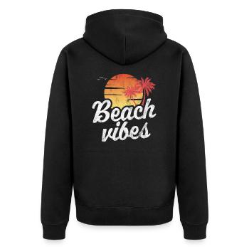 Vibrations de la plage - Veste à capuche bio Premium Unisexe - noir - Dos - Nico (187cm)