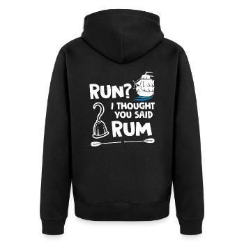 Funny Pirate I Tought You Said Rum - Unisex Premium Bio Zip Hoodie - Schwarz - Hinten - Nico (187cm)