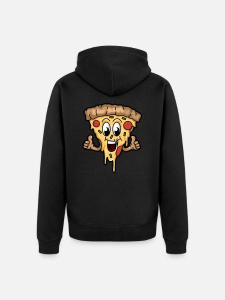 Happy Pizza Slice - Unisex Premium Bio Zip Hoodie - Schwarz
