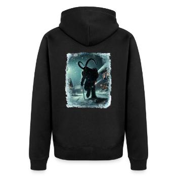 Krampus is looking for children in icy village - Unisex Premium Organic Zip Hoodie - black - Back - Nico (187cm)