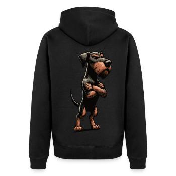 Allemand à poil dur Propriétaire allemand à poil dur - Veste à capuche bio Premium Unisexe - noir - Dos - Nico (187cm)