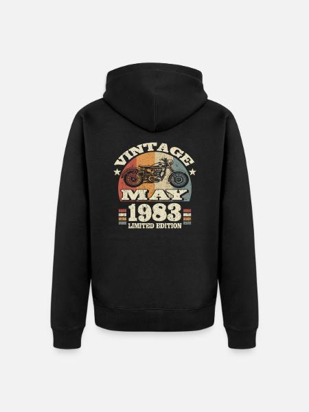 Né en mai 1983 - 40 ans - Veste à capuche bio Premium Unisexe - noir
