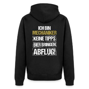 Je suis mécanicien - apporte de la bière et décolle - Veste à capuche bio Premium Unisexe - noir - Dos - Nico (187cm)