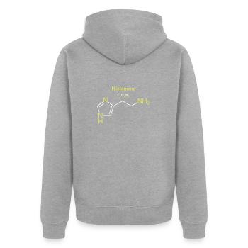 Histamine Molecule - Unisex Premium Organic Zip Hoodie - heather grey - Back - Nico (187cm)