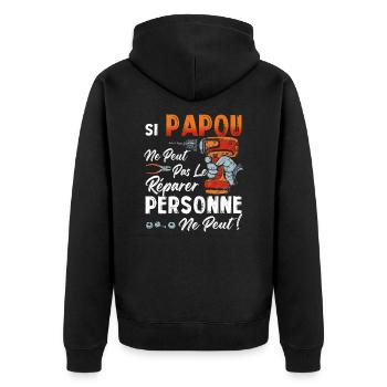 Si PAPOU Ne Peut Pas Le Réparer Personne Ne Peut - Veste à capuche bio Premium Unisexe - noir - Dos - Nico (187cm)