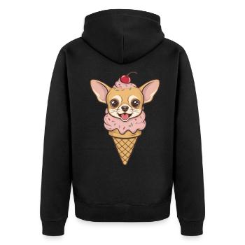 Süßer Chihuahua als Waffeleis - Unisex Premium Bio Zip Hoodie - Schwarz - Hinten - Nico (187cm)