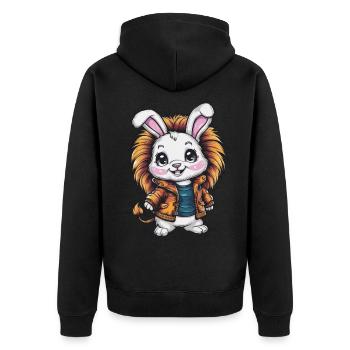 Cochon Kawaii avec tenue de lion - Veste à capuche bio Premium Unisexe - noir - Dos - Nico (187cm)