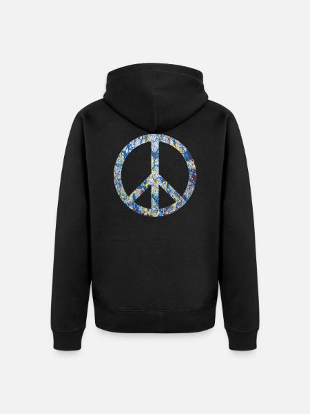 peace symbol e 205 - Unisex Premium Organic Zip Hoodie - black